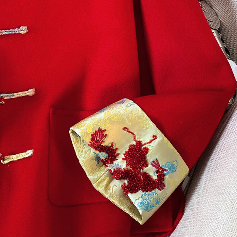 Buddha Stones冬 刺繍 ボタン デザイン 長袖 レディース コットン ジャケット ポケット付き - image 9