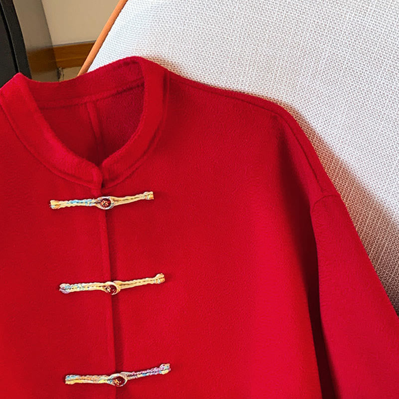 Buddha Stones冬 刺繍 ボタン デザイン 長袖 レディース コットン ジャケット ポケット付き - image 4