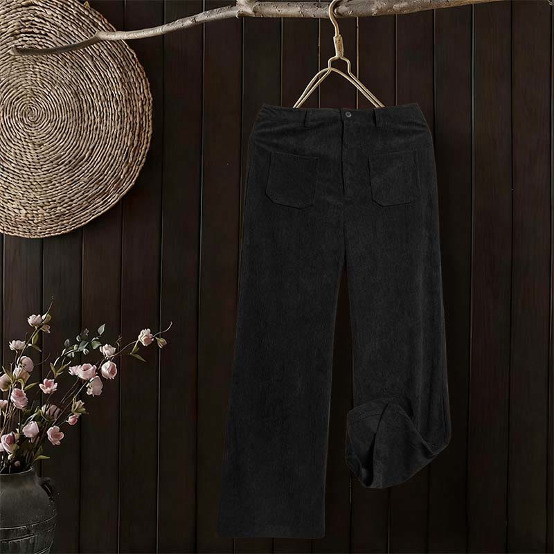 Buddha Stonesプレーンコーデュロイポリエステルレディースボタンワイドレッグパンツ（ポケット付き） - image 24