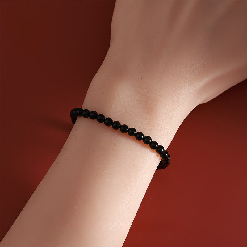 Buddha Stones馬年 925スターリングシルバー 天然黒曜石強さブレスレット - image 3