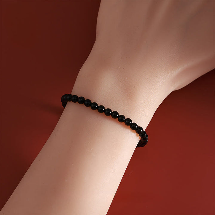 Buddha Stones馬年 925スターリングシルバー 天然黒曜石強さブレスレット - image 3