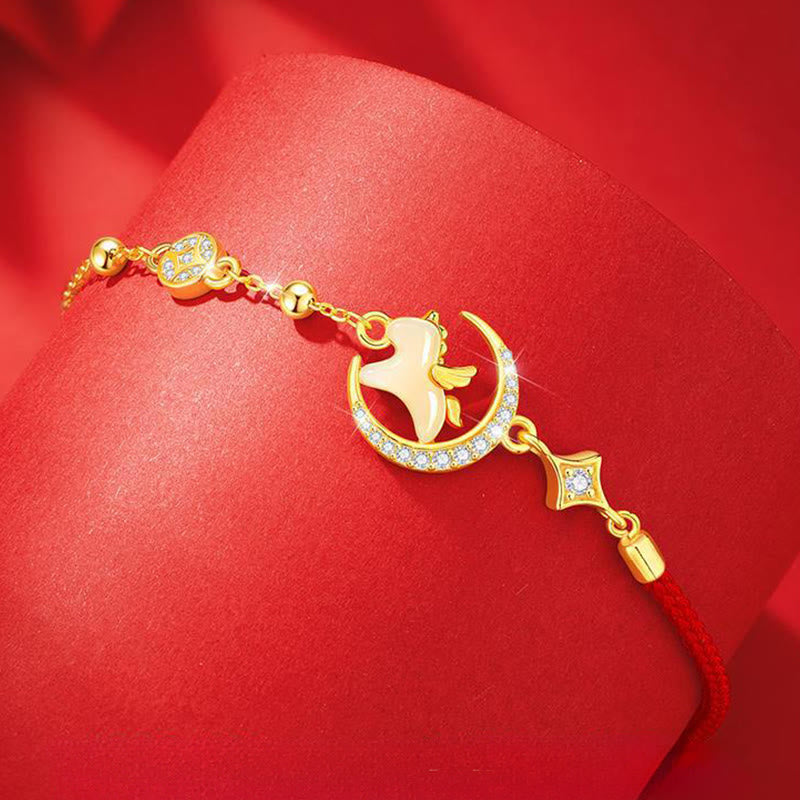 Buddha Stones和田翡翠 午年 925スターリングシルバー ジルコン 豊穣 レッドロープブレスレット - image 2