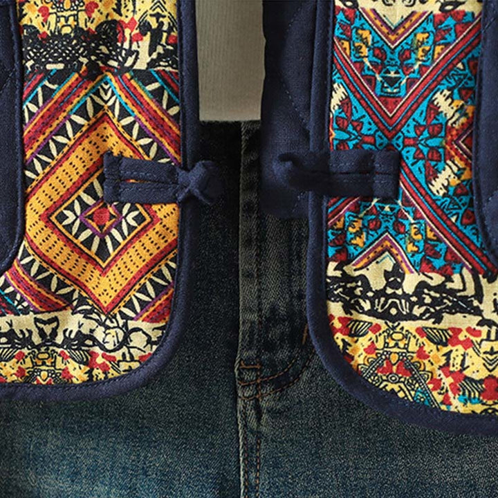 Buddha Stonesエスニック フロッグボタン パッチワーク レディース 厚手コットン 長袖ジャケット ポケット付き - image 15