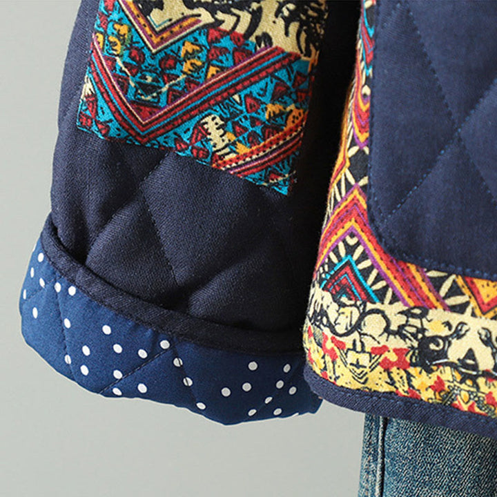 Buddha Stonesエスニック フロッグボタン パッチワーク レディース 厚手コットン 長袖ジャケット ポケット付き - image 12