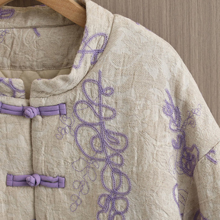 Buddha Stonesレディース 冬用 長袖 スタンドカラー フロッグボタン コットンパッド入り ポケット付きジャケット - image 11