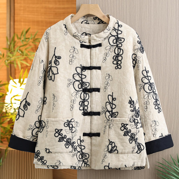 Buddha Stonesレディース 冬用 長袖 スタンドカラー フロッグボタン コットンパッド入り ポケット付きジャケット - 黒 - US14、 UK/AU18、 EU46 (2XL) - image 19