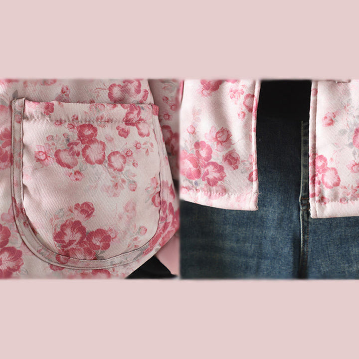 Buddha Stonesレディース 通勤用 ライトピンク プリント 花柄 カエルボタン コットン 長袖 ジャケット - image 9