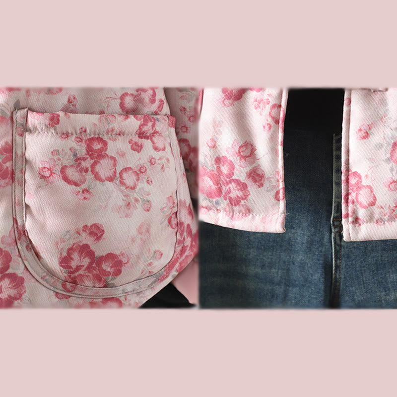 Buddha Stonesレディース 通勤用 ライトピンク プリント 花柄 カエルボタン コットン 長袖 ジャケット - image 9