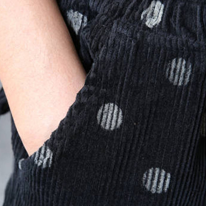 Buddha Stonesレディース 秋冬通勤プリント ドット柄 コーデュロイ ハーレムパンツ ポケット付き - image 14