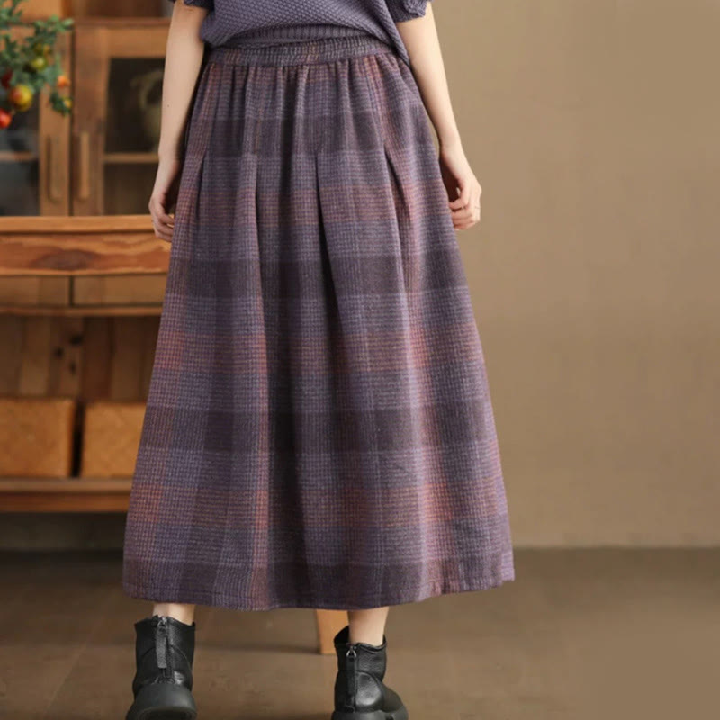 Buddha Stonesレディース 冬用 チェック柄 サーマル 7-8丈 スカート ポケット付き - image 3