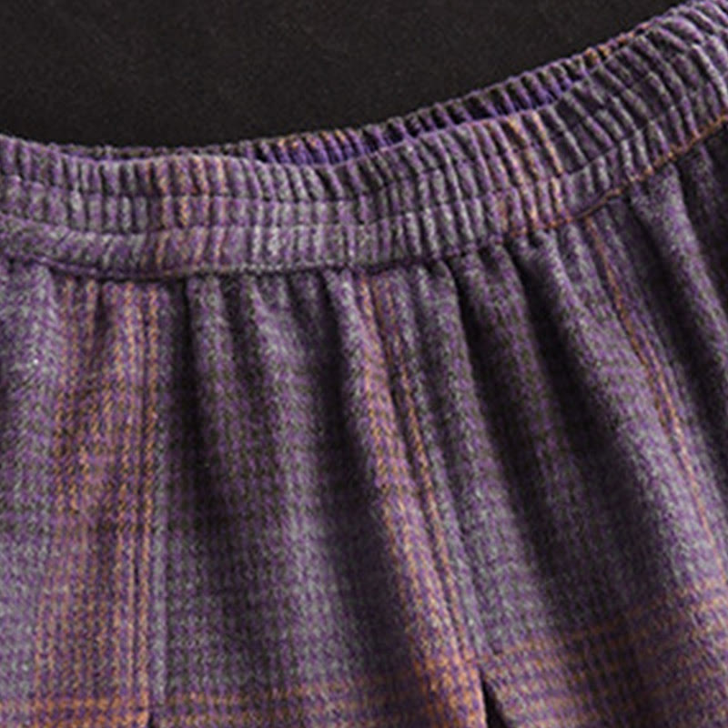 Buddha Stonesレディース 冬用 チェック柄 コットン サーマル 7-8丈 スカート ポケット付き - image 6