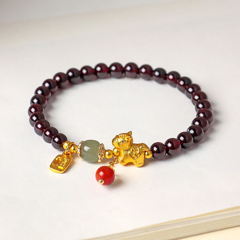 Buddha Stones午年ガーネット 福の字幸運繁栄の守護ブレスレット - image 13