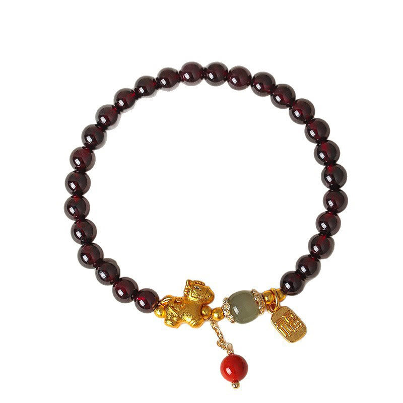 Buddha Stones午年ガーネット 福の字幸運繁栄の守護ブレスレット - image 14