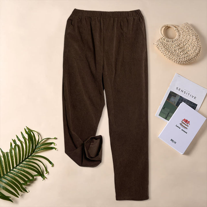 Buddha Stonesレディース 通勤用 ピュアカラー コーデュロイパンツ ポケット付き - image 5