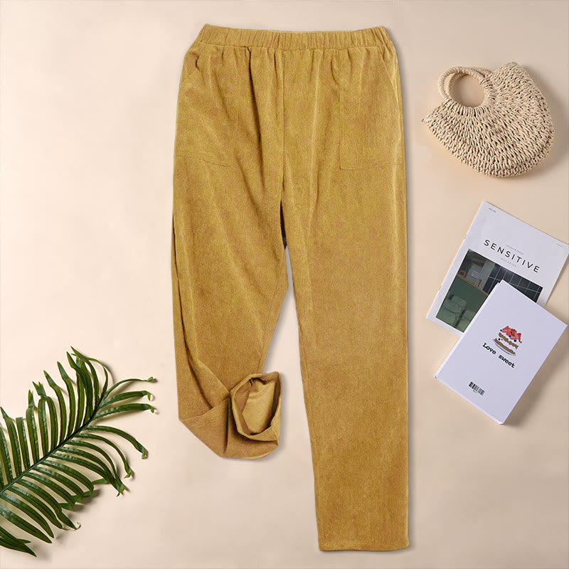 Buddha Stonesレディース 通勤用 ピュアカラー コーデュロイパンツ ポケット付き - ゴールデンロッド - US16、 UK/AU20、 EU48 (3XL) - image 19