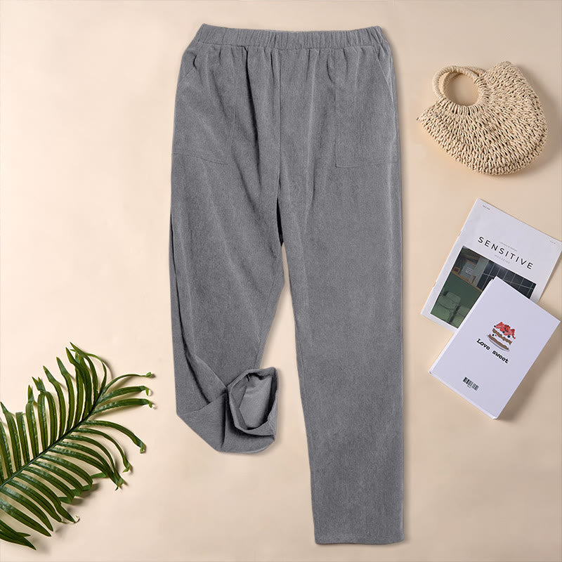 Buddha Stonesレディース 通勤用 ピュアカラー コーデュロイパンツ ポケット付き - ダークグレー - US16、 UK/AU20、 EU48 (3XL) - image 15