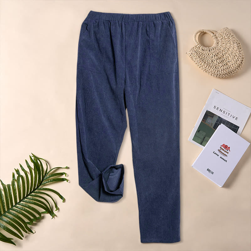 Buddha Stonesレディース 通勤用 ピュアカラー コーデュロイパンツ ポケット付き - ダークブルー - US16、 UK/AU20、 EU48 (3XL) - image 21