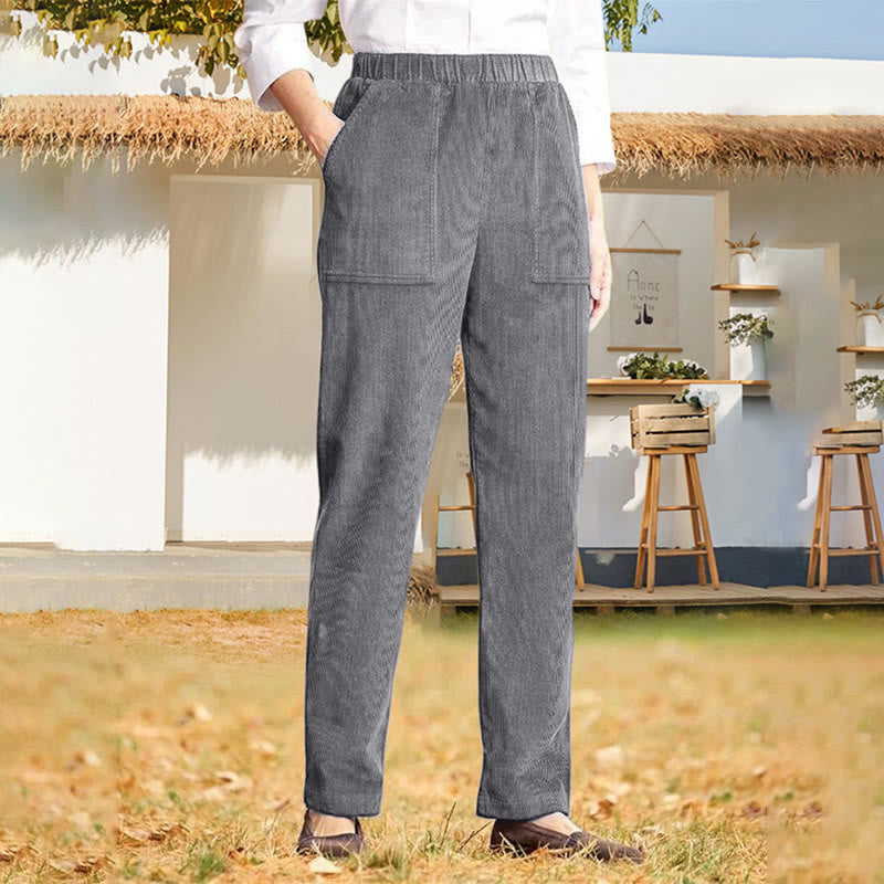 Buddha Stonesレディース 通勤用 ピュアカラー コーデュロイパンツ ポケット付き - ダークグレー - US16、 UK/AU20、 EU48 (3XL) - image 18