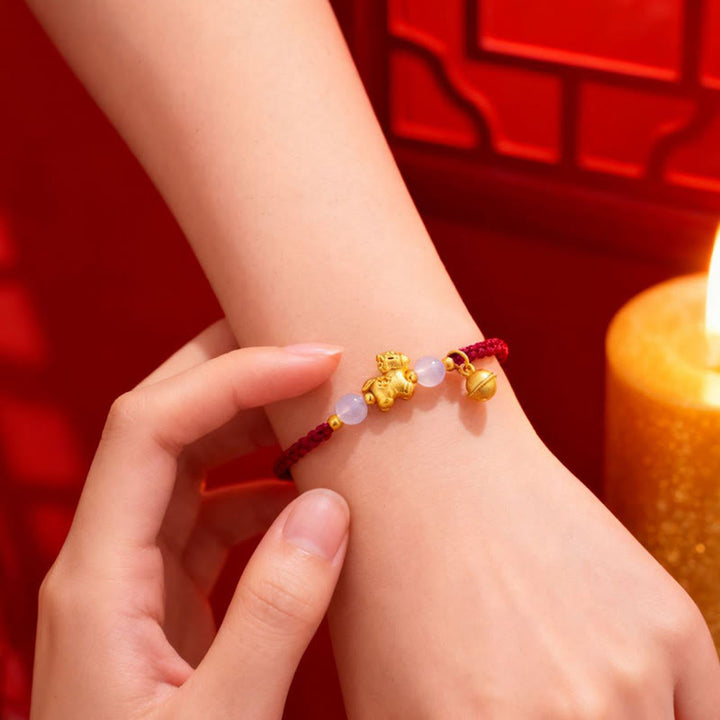 Buddha Stones馬年赤紐白瑪瑙 繋がり 編み込みブレスレット - image 4