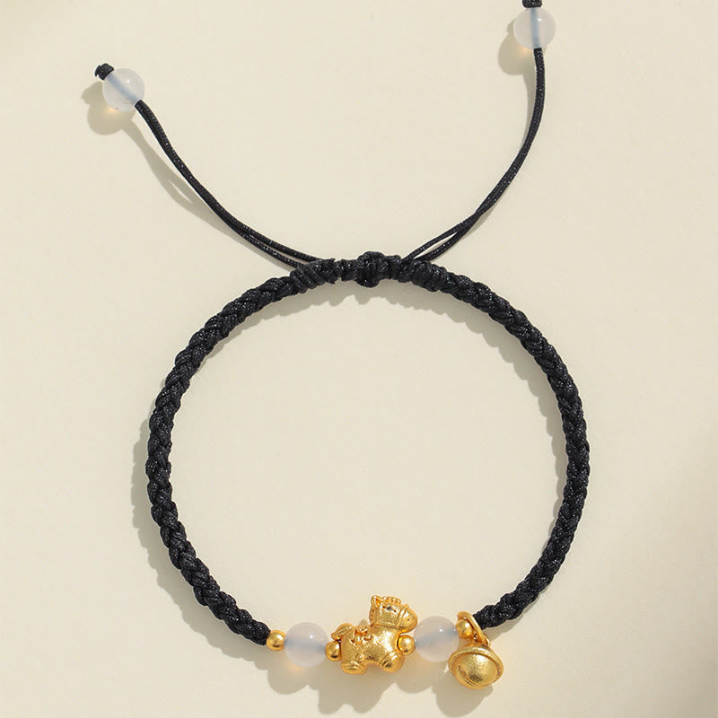 Buddha Stones馬年赤紐白瑪瑙 繋がり 編み込みブレスレット - image 9