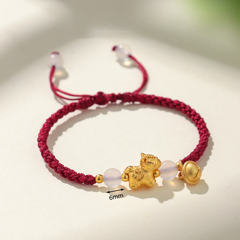 Buddha Stones馬年赤紐白瑪瑙 繋がり 編み込みブレスレット - image 2