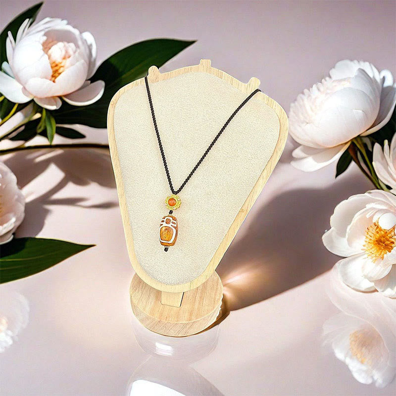 Buddha Stonesチベット瑪瑙 彫刻 富の神 九眼 ビーズ良縁祈願ネックレス ペンダント - 瑪瑙 - image 0