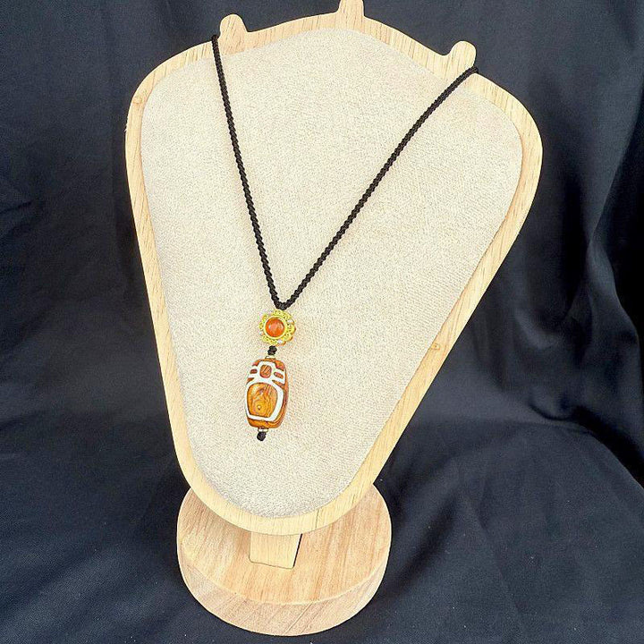 Buddha Stonesチベット瑪瑙 彫刻 富の神 九眼 ビーズ良縁祈願ネックレス ペンダント - image 2