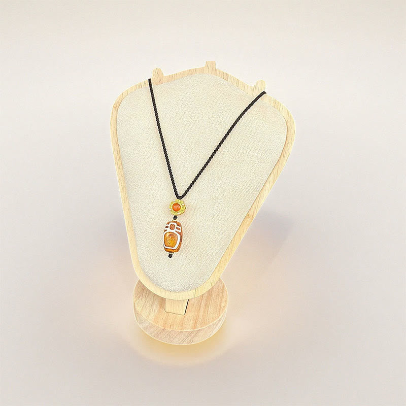 Buddha Stonesチベット瑪瑙 彫刻 富の神 九眼 ビーズ良縁祈願ネックレス ペンダント - image 1