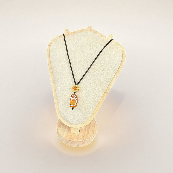 Buddha Stonesチベット瑪瑙 彫刻 富の神 九眼 ビーズ良縁祈願ネックレス ペンダント - image 1