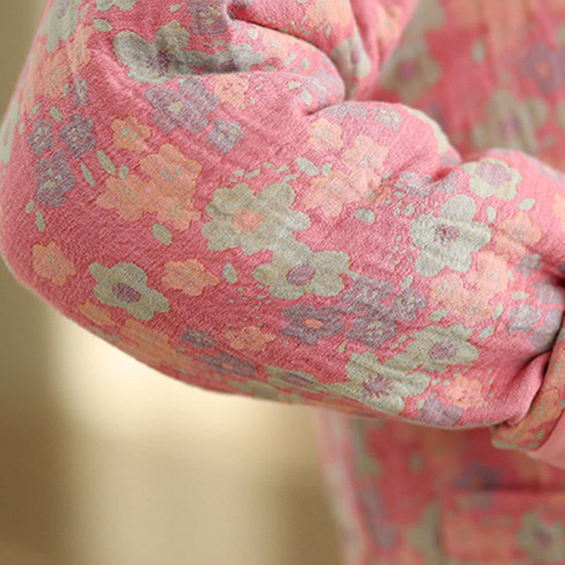 Buddha Stonesレディース 冬用 厚手コットン 花柄 長袖 ジャケット ポケット付き - image 14