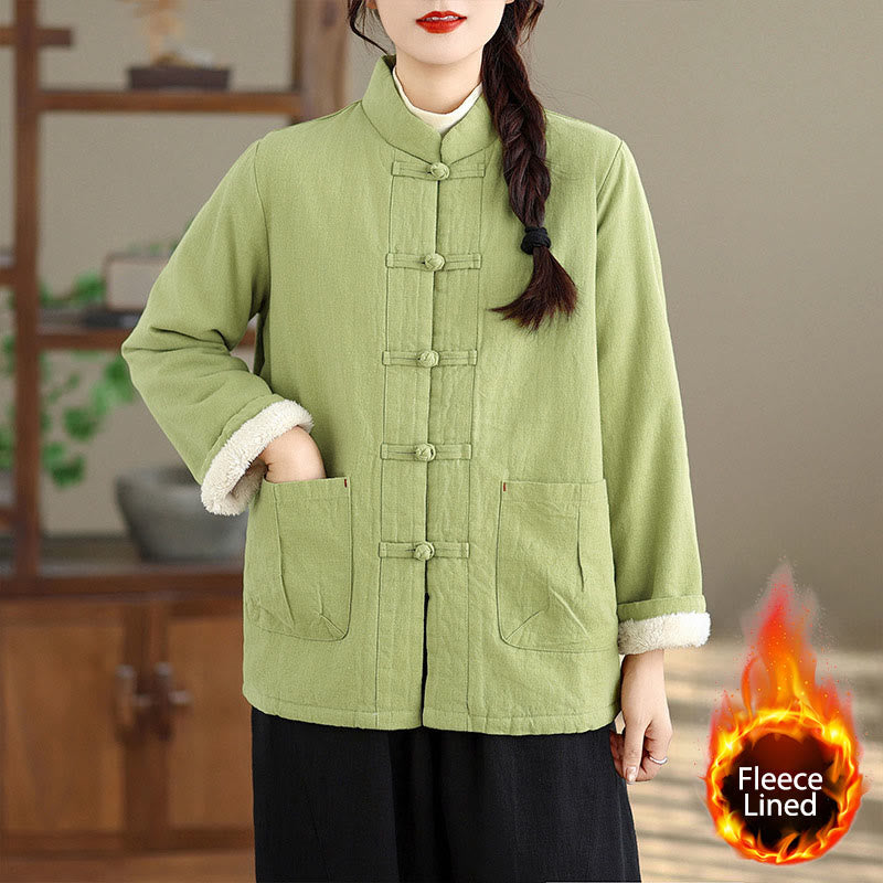 Buddha Stonesレディース 無地 コットンパッド ボタンデザイン 長袖 サーマルジャケット ポケット付き - ライトグリーン - US14、 UK/AU18、 EU46 (2XL) - image 15