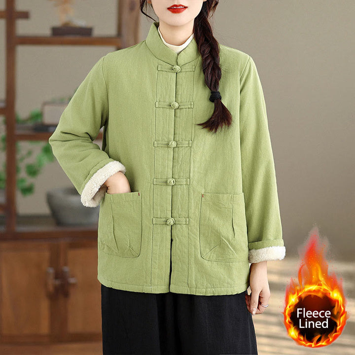 Buddha Stonesレディース 無地 コットンパッド ボタンデザイン 長袖 サーマルジャケット ポケット付き - ライトグリーン - US14、 UK/AU18、 EU46 (2XL) - image 15