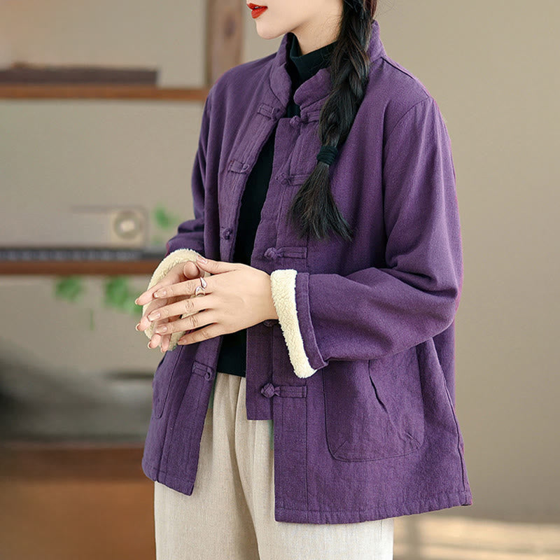 Buddha Stonesレディース 無地 コットンパッド ボタンデザイン 長袖 サーマルジャケット ポケット付き - image 13