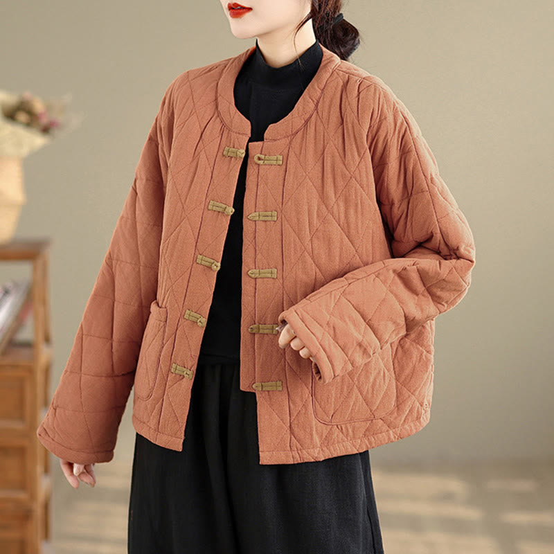 Buddha Stonesレディース 無地 コットンパッド 太極拳 禅 長袖 ジャケット ポケット付き - image 1