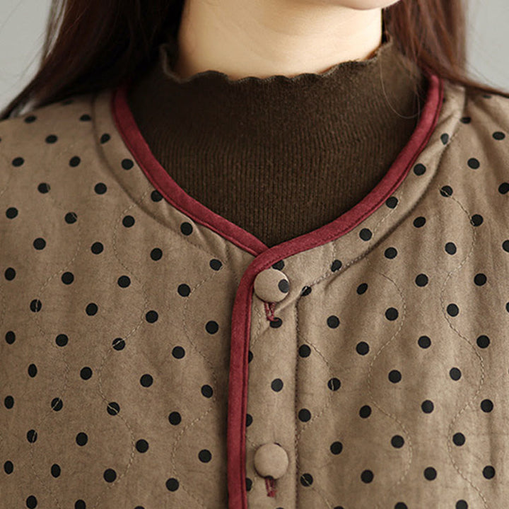 Buddha Stonesレディース リバーシブルデザイン ドット柄 長袖 サーマルコットンジャケット ポケット付き - image 9