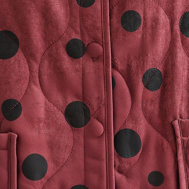 Buddha Stonesレディース リバーシブルデザイン ドット柄 長袖 サーマルコットンジャケット ポケット付き - image 12