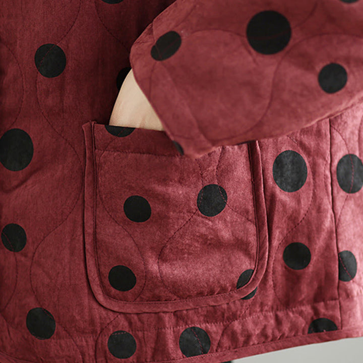 Buddha Stonesレディース リバーシブルデザイン ドット柄 長袖 サーマルコットンジャケット ポケット付き - image 14