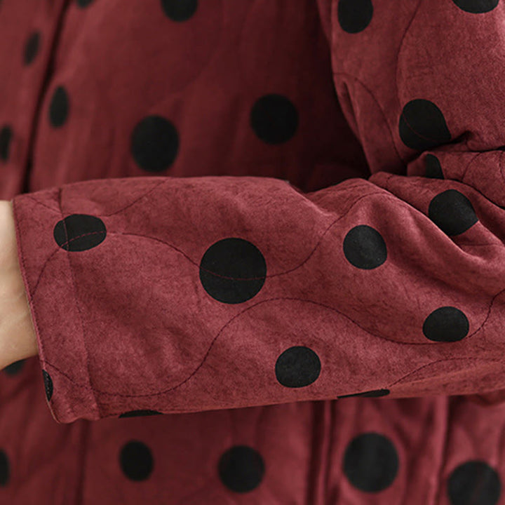 Buddha Stonesレディース リバーシブルデザイン ドット柄 長袖 サーマルコットンジャケット ポケット付き - image 13