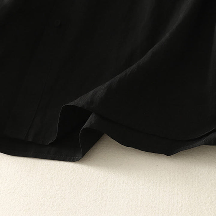 Buddha Stones秋スタンドカラー中国風フロッグボタンシンプルデザイン長袖レディースコットンシャツ - image 15