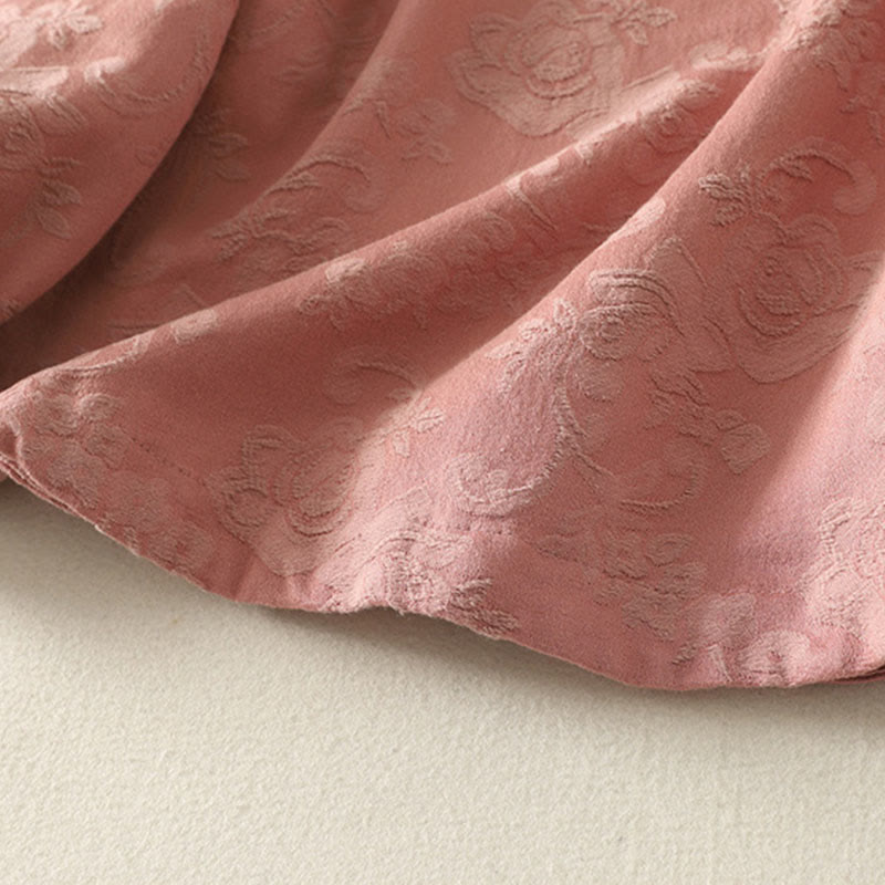 Buddha Stones春の無地ジャカードデザイン レディース コットン 禅 長袖シャツ - image 18