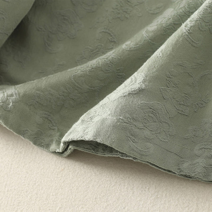 Buddha Stones春の無地ジャカードデザイン レディース コットン 禅 長袖シャツ - image 4