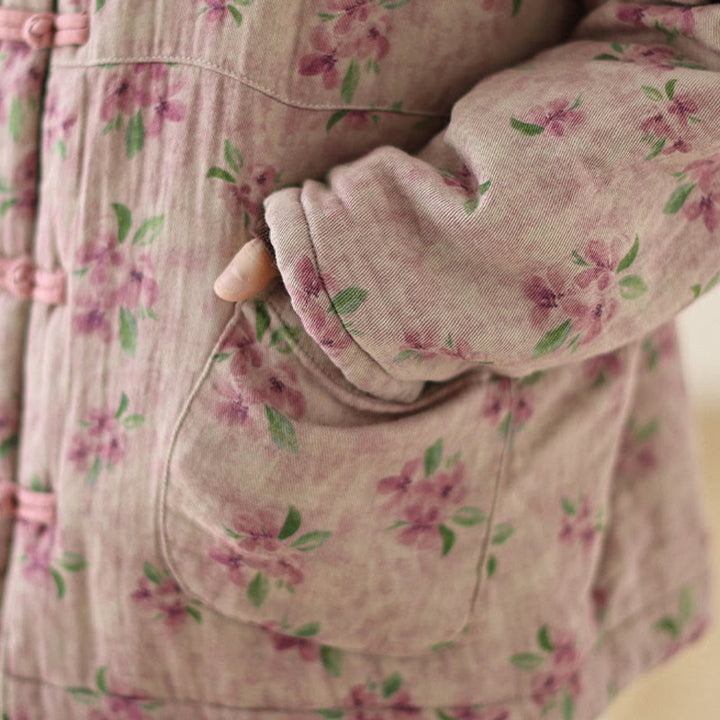 Buddha Stonesレディース 長袖 サーマル コットン プリント 花柄 ジャケット ポケット付き - image 9