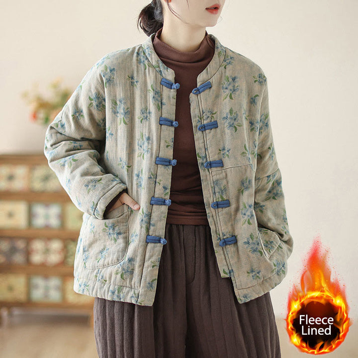 Buddha Stonesレディース 長袖 サーマル コットン プリント 花柄 ジャケット ポケット付き - スティールブルー - US14、 UK/AU18、 EU46 (2XL) - image 11