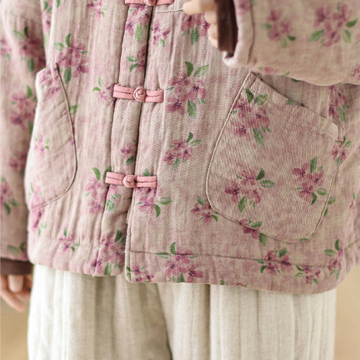 Buddha Stonesレディース 長袖 サーマル コットン プリント 花柄 ジャケット ポケット付き - image 10