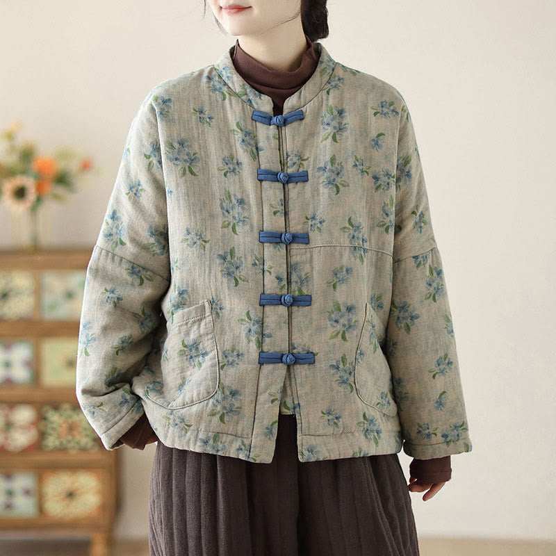 Buddha Stonesレディース 長袖 サーマル コットン プリント 花柄 ジャケット ポケット付き - image 15