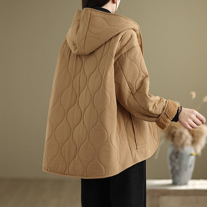 Buddha Stonesレディース 無地 長袖 パーカーデザイン コットン ハーマル フリース裏地 ジャケット ポケット付き - image 6