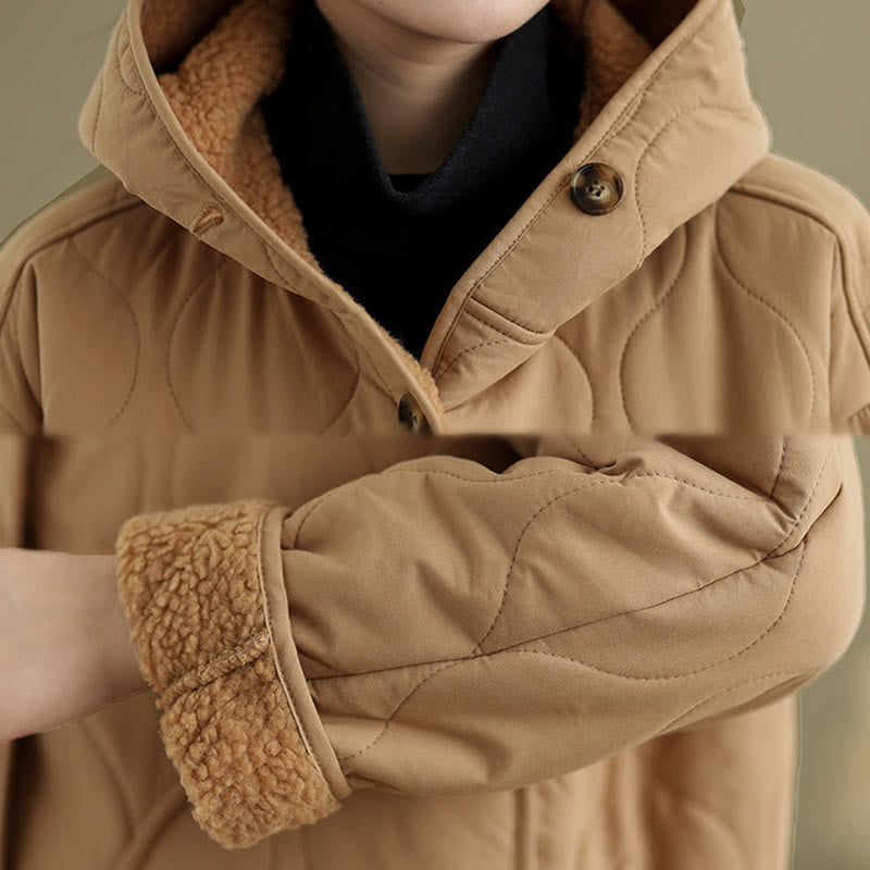 Buddha Stonesレディース 無地 長袖 パーカーデザイン コットン ハーマル フリース裏地 ジャケット ポケット付き - image 7