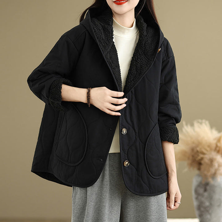 Buddha Stonesレディース 無地 長袖 パーカーデザイン コットン ハーマル フリース裏地 ジャケット ポケット付き - image 15