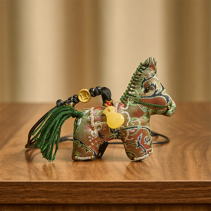 Buddha Stones午年 蜀錦 絹 縮れ草 ザクロ柄 吊り飾り - image 3