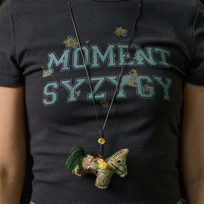 Buddha Stones午年 蜀錦 絹 縮れ草 ザクロ柄 吊り飾り - image 5